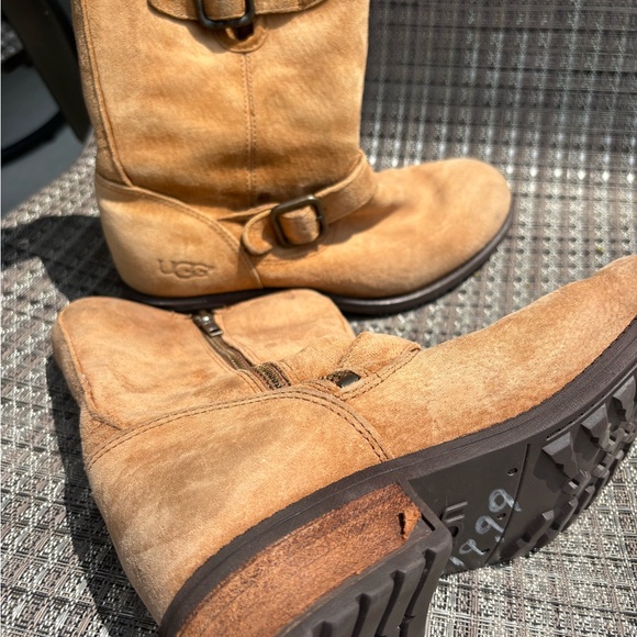 UGG Shoes - UGG Boots Womens 7.5 Chaney Winter MidCalf Side Zip Buckle Brown Suede